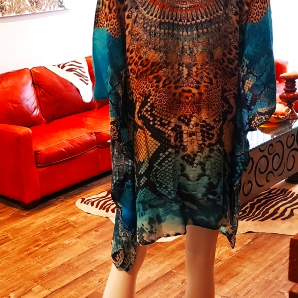 Jsquad by MANISH VAID Turq. Kaftan Cover-up New-M & L Avail. NWT - Picture 3 of 7